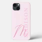 Minimalistisch Modern Roze Initiaal Monogram Case-Mate iPhone Case (Achterkant)
