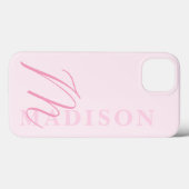 Minimalistisch Modern Roze Initiaal Monogram Case-Mate iPhone Case (Achterkant (horizontaal))