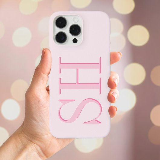 Minimalistisch Modern Roze Initiaal Monogram Case-Mate iPhone Case