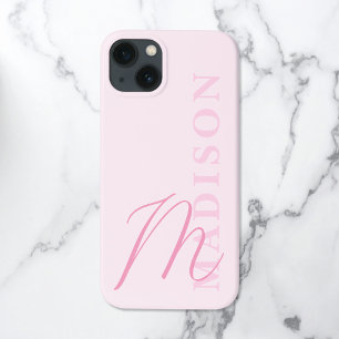 Minimalistisch Modern Roze Initiaal Monogram iPhone 13 Hoesje