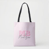Minimalistisch Modern Roze Initiaal Monogram Draagtas (Voorkant)
