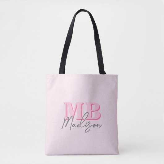 Minimalistisch Modern Roze Initiaal Monogram Draagtas (Voorkant)