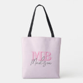 Minimalistisch Modern Roze Initiaal Monogram Draagtas (Achterkant)