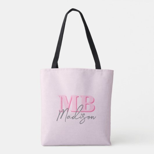 Minimalistisch Modern Roze Initiaal Monogram Draagtas (Achterkant)