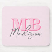 Minimalistisch Modern Roze Initiaal Monogram Muismat (Voorkant)