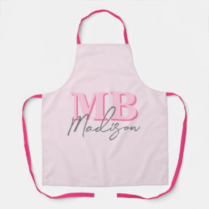 Minimalistisch Modern Roze Initiaal Monogram Schort