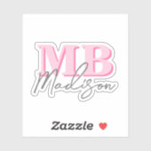 Minimalistisch Modern Roze Initiaal Monogram Sticker (Vel)