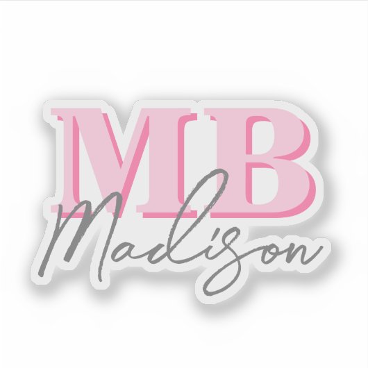 Minimalistisch Modern Roze Initiaal Monogram Sticker (Voorkant)