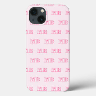 Minimalistisch Modern Roze Initiaal Patroon Monogr iPhone 13 Hoesje
