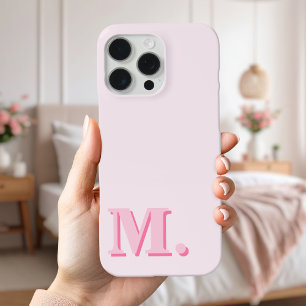 Minimalistisch Modern Roze Monogram Initiaal iPhone 16 Pro Max Hoesje