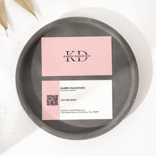 Minimalistisch Modern Roze Monogram Professional Visitekaartje