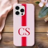 Minimalistisch modern roze rood Initiaal monogram Case-Mate iPhone Case
