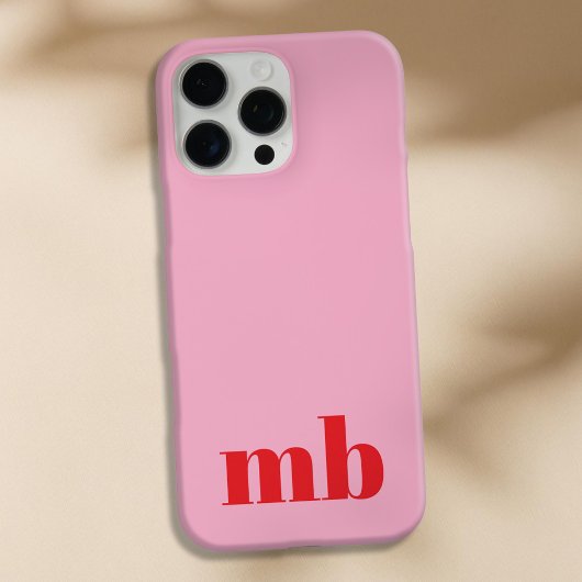 Minimalistisch modern roze rood Initiaal monogram Case-Mate iPhone Case