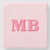Minimalistisch modern roze rood Initiaal monogram Stenen Onderzetter (Voorkant)