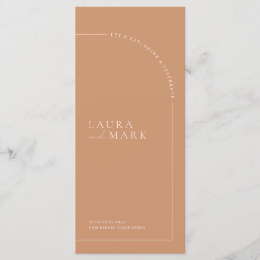 Minimalistisch Modern Rust Boho Arch Wedding Menu (Voorkant)