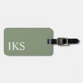 Minimalistisch modern Sage Green en White Monogram Bagagelabel (Voorkant horizontaal)