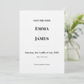 Minimalistisch modern Save the Date Kaart | QR-cod (Staand voorkant)