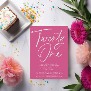 Minimalistisch modern script 21e verjaardagsfeest kaart