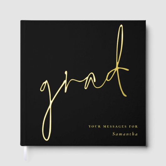 Minimalistisch Modern Script Afstudeerder Afstuder Gastenboek (Voorkant)