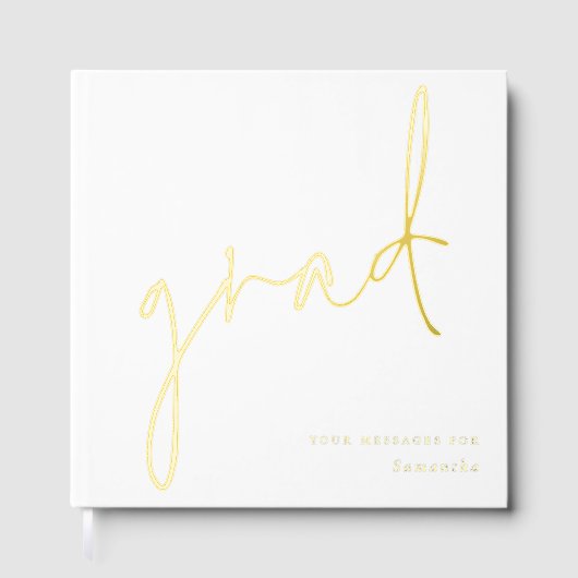 Minimalistisch Modern Script Afstudeerder Afstuder Gastenboek (Voorkant)