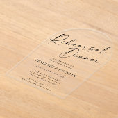 Minimalistisch Modern Script Arch repetitie diner Acryl Uitnodigingen (Laagn)