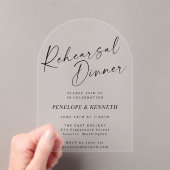 Minimalistisch Modern Script Arch repetitie diner Acryl Uitnodigingen (Insitu (Draagbaar))