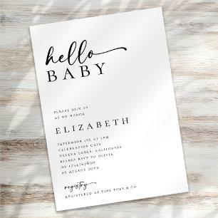 Minimalistisch modern script Baby shower Kaart