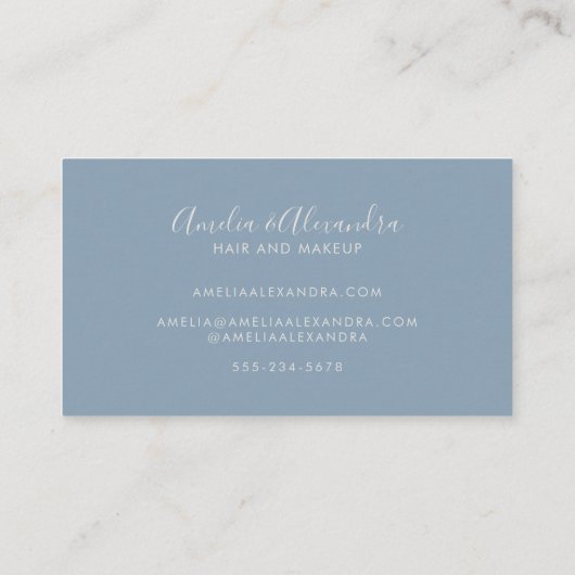Minimalistisch Modern Script Boho Chic Dusty Blue Visitekaartje (Achterkant)