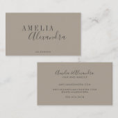 Minimalistisch modern script Boho Neutral Taupe Gr Visitekaartje (Voorkant / Achterkant)