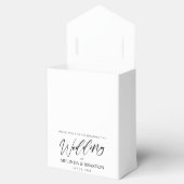 Minimalistisch modern script bruiloft foto's voor  bedankdoosjes (Geopend)