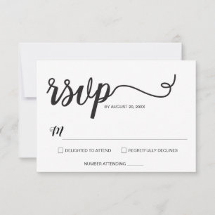 Minimalistisch modern script bruiloft RSVP kaartje