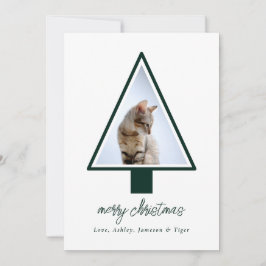 Minimalistisch Modern Script Christmas Pet Photo Feestdagenkaart