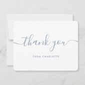 Minimalistisch modern Script Dusty Blue Bedankkaart (Voorkant)
