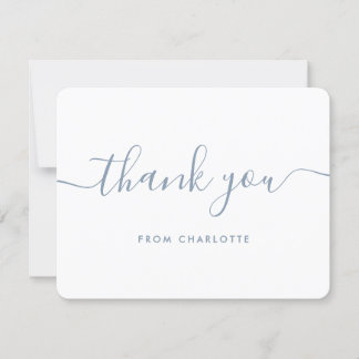 Minimalistisch modern Script Dusty Blue Bedankkaart
