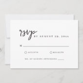 Minimalistisch Modern Script Eenvoudig Wit RSVP-ka Kaart (Voorkant)