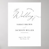 Minimalistisch Modern Script Eenvoudige bruiloft W Poster (Voorkant)