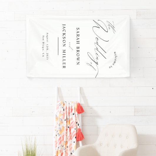 Minimalistisch Modern Script Eenvoudige bruiloft W Spandoek (Insitu)