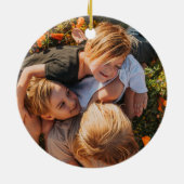 Minimalistisch Modern Script Feliz Navidad Foto Keramisch Ornament (Achterkant)