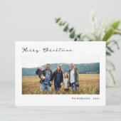 Minimalistisch Modern Script Font Photo Holiday Ka Feestdagenkaart (Staand voorkant)