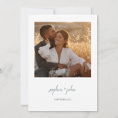 Minimalistisch modern script foto-bruiloft kaart (Achterkant)