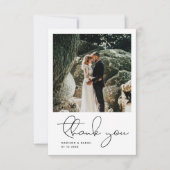 Minimalistisch modern script foto Simple Wedding  Bedankkaart (Voorkant)