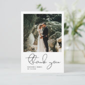 Minimalistisch modern script foto Simple Wedding  Bedankkaart (Staand voorkant)