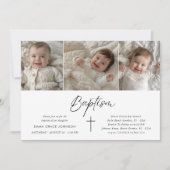 Minimalistisch Modern Script Fotocollage Doop Kaart (Voorkant)