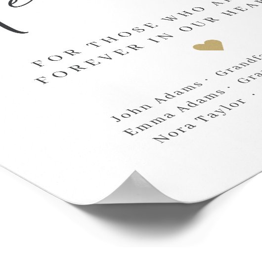 Minimalistisch modern script in liefhebbend geheug poster (Hoek)