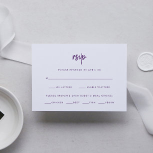 Minimalistisch modern script   Keuze uit weddensch RSVP Kaartje