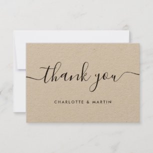 Minimalistisch modern Script Kraft Paper Bedankkaart