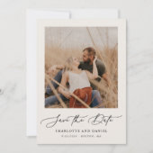 Minimalistisch modern script Lijst beige Save The Date (Voorkant)