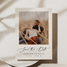 Minimalistisch modern script Lijst beige Save The Date