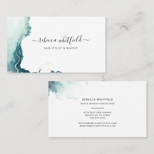 Minimalistisch modern script Marble Agate Pattern Visitekaartje (Voorkant / Achterkant)