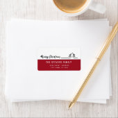 Minimalistisch modern script Merry Kerstlabel Etiket (Insitu)